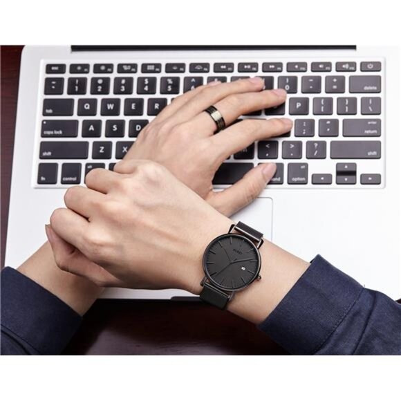 Men's Fashion Minimalist Wrist Watch All Black Waterproof Watches Simple - Picture 6 of 7